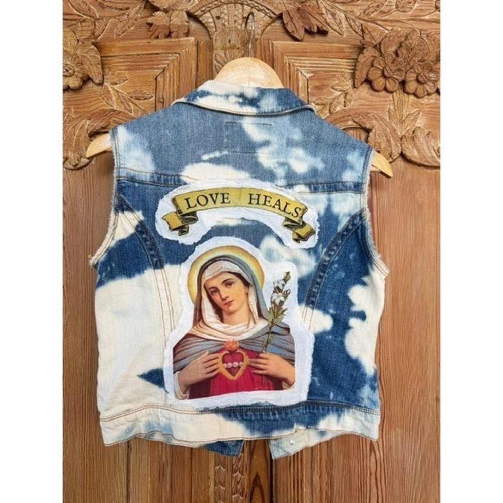 Upcycled Denim Vest | One-of-a-Kind | Romantic Americana Festival Wear | Small - Picture 5 of 5